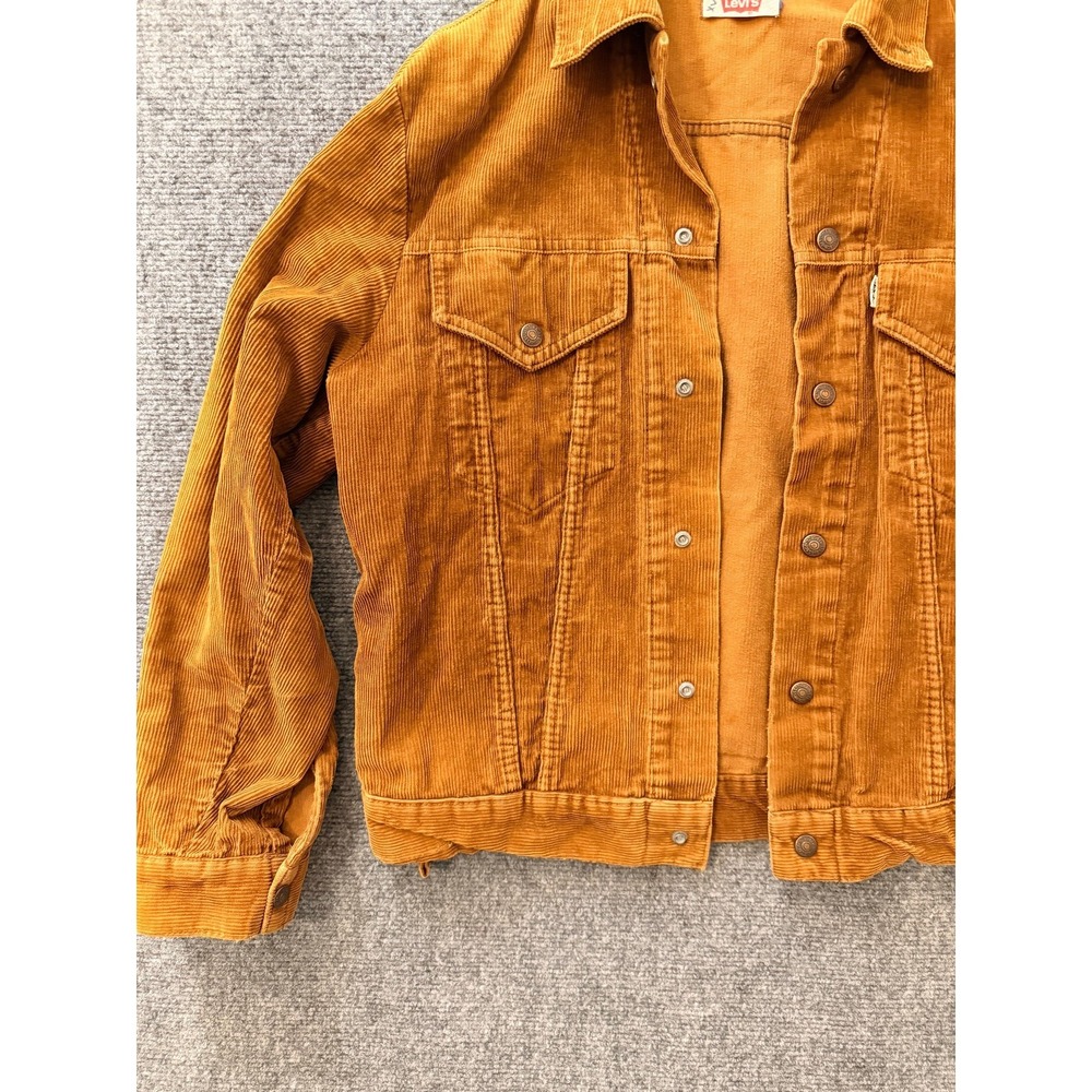 Vintage Levi's Women's Corduroy Trucker Jacket Size S Brown Tan Button Front - Picture 2 of 16